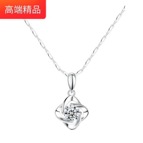 四葉草莫桑石項鍊女999純銀吊墜2022年新款GRA莫桑鑽銀飾快速髮貨