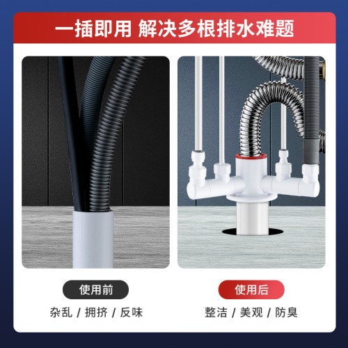 廚房下水管三通防臭神器多功能接頭淨水器洗碗機小廚寶過濾器排水