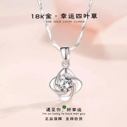 鉑金項鍊女PT950鎖骨鍊18k白金莫桑鑽項鍊女款莫桑石吊墜生日禮物