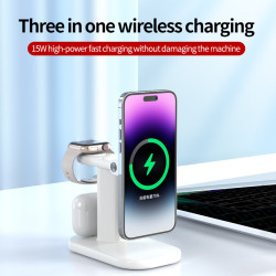 跨境爆款 磁吸三合一無線充電器折曡無線充25W無線充電器源頭工廠