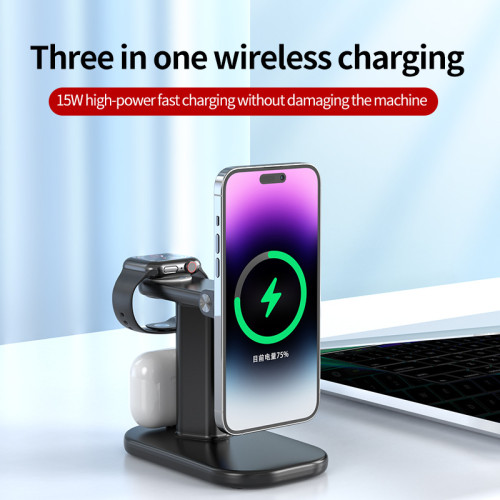 跨境爆款 磁吸三合一無線充電器折曡無線充25W無線充電器源頭工廠