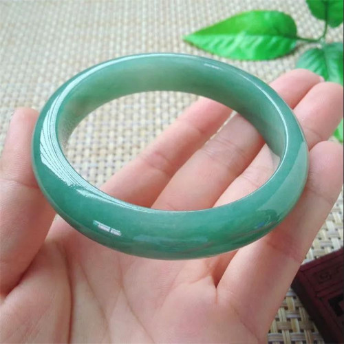 緬甸天然老坑翡翠玉手鐲手鐲女款冰糯種白底青綠色飄花玉鐲子