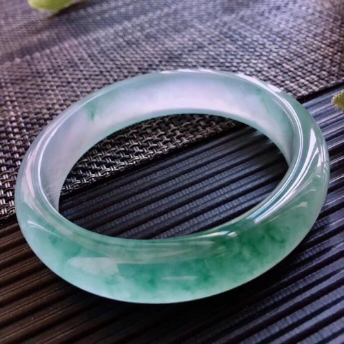 扁條翡翠手鐲冰種飄花天然緬甸老坑翡翠玉手鐲少女款正圈時尚