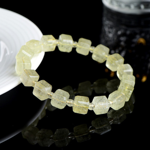 久雅水晶 天然利比亞黃金隕石方糖手鏈 隕石圓珠小顆粒手串 