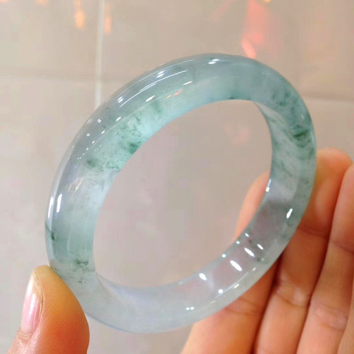 緬甸翡翠玉石鐲子冰種飄綠冰糯種手鐲少女款翡翠玉手鐲女玉器