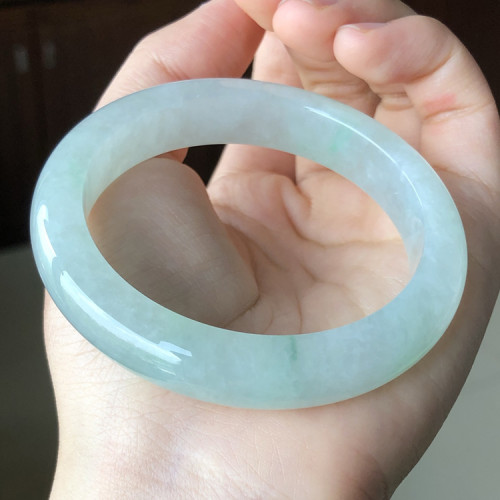 天然緬甸老坑翡翠手鐲冰糯種墨綠色飄花淺陽綠色翡翠玉手鐲子