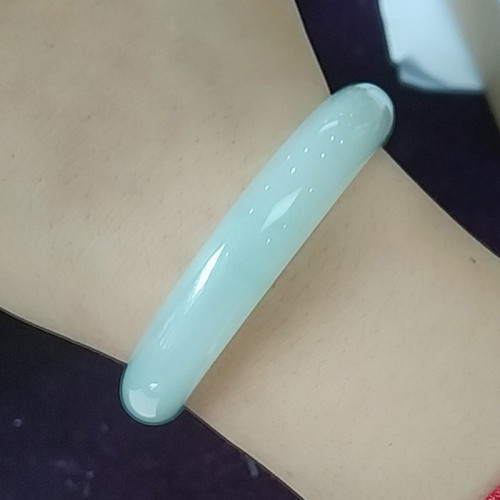 天然緬甸老坑翡翠手鐲少女款圓條圓款淺綠色飄花冰糯種玉鐲子