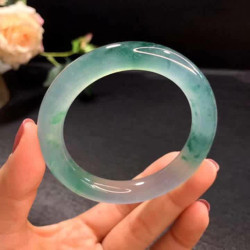 天然冰種飄綠花翡翠手鐲高級老坑緬甸圓條貴妃玉鐲子吊墜女款