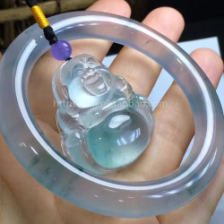 冰種飄花陽綠翡翠手鐲緬甸天然玻璃種吊墜圓條玉手鐲子少女款