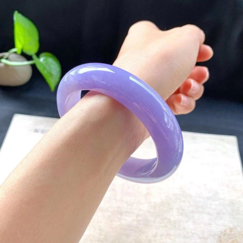 天然緬甸老坑冰糯種冰種翡翠手鐲女款翡翠玉手鐲冰紫羅蘭玉石