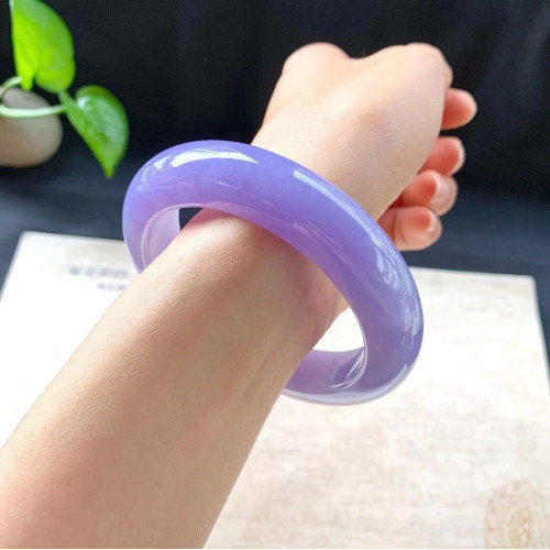 天然緬甸老坑冰糯種冰種翡翠手鐲女款翡翠玉手鐲冰紫羅蘭玉石