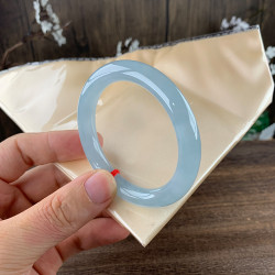 【新品】翡翠手鐲女緬甸老坑天然冰種藍水圓條翡翠玉手鐲晴水