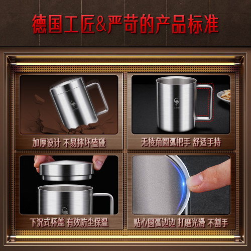 SSGP 316不鏽鋼杯子帶蓋家用水杯 兒童杯雙層中空防燙耐摔馬克杯