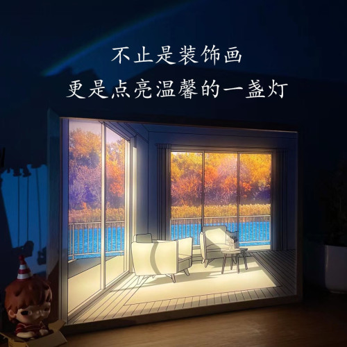 三色夜燈燈光畫專用裝飾臥室床頭創意台燈擺件兒童加厚氛圍燈