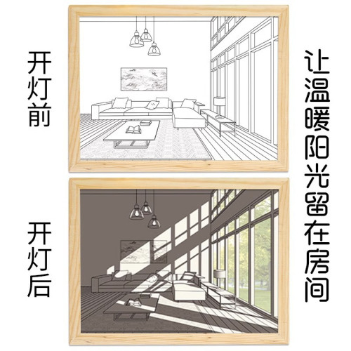 三色夜燈燈光畫專用裝飾臥室床頭創意台燈擺件兒童加厚氛圍燈