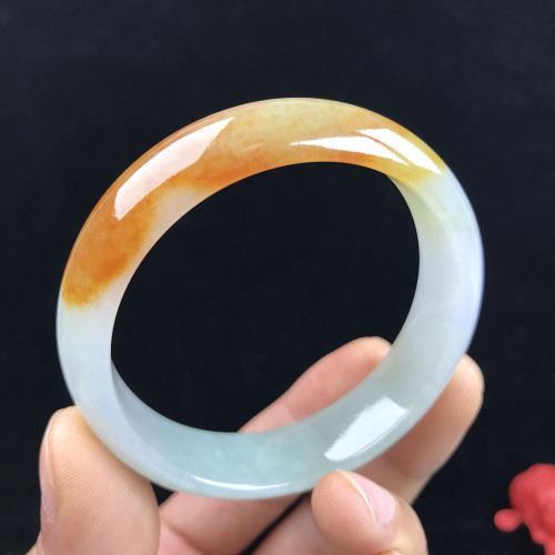 天然緬甸翡翠手鐲糯冰種黃手鐲冰種黃翡手鐲冰糯種翡翠玉手鐲