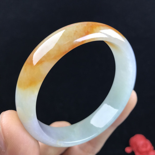 天然緬甸翡翠手鐲糯冰種黃手鐲冰種黃翡手鐲冰糯種翡翠玉手鐲