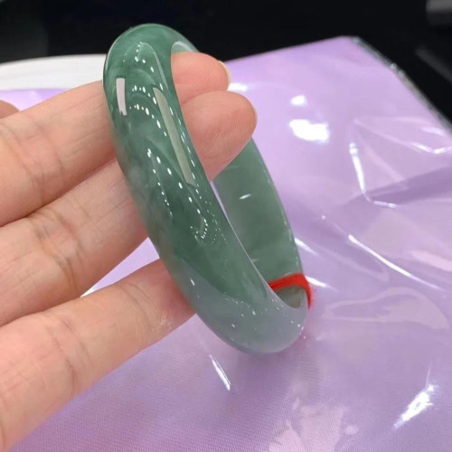 緬甸天然老坑翡翠手鐲女高冰飄綠正圈翡翠玉手鐲飄花冰種墨綠