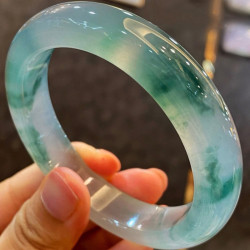 冰種飄花陽綠翡翠手鐲天然緬甸老坑珠寶正圈貴妃鐲高級女款玉鐲子