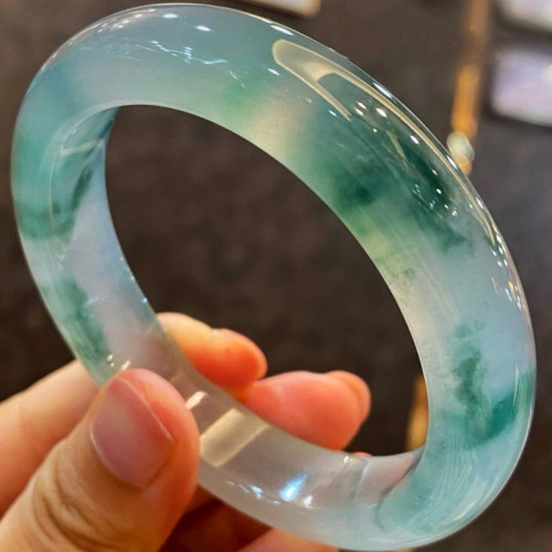 冰種飄花陽綠翡翠手鐲天然緬甸老坑珠寶正圈貴妃鐲高級女款玉鐲子