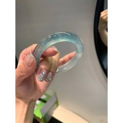 緬甸翡翠手鐲飄花翡翠藍花玉鐲冰種翡翠玉手鐲高級原石晴水底女款