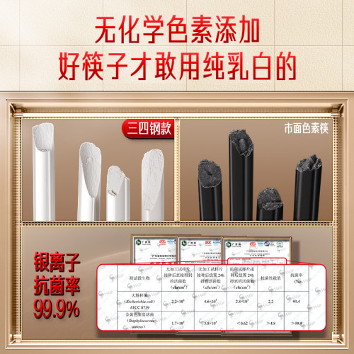 三四鋼 筷子龍防滑10雙長筷子套裝 公筷酒店家用分餐筷子