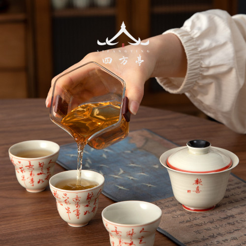 景德鎮手繪蓋碗茶杯復古風中式陶瓷泡茶碗茶具蓋杯二才不燙手