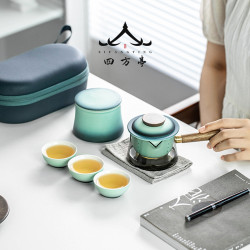 快客杯旅行茶具套裝可攜式一人茶杯戶外泡茶收納包露營一壺二杯