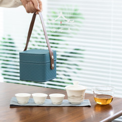 旅行茶具套裝陶瓷可攜式簡約日式蓋碗一杯快客杯二杯車用小套茶杯