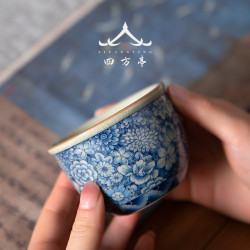 女士手工青花茶杯個人專用主人杯陶瓷功夫茶具單杯品茗杯茶盞套裝