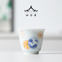 日式小茶杯陶瓷品茗杯釉下彩茶具主人杯單杯茶盞茶碗白瓷薄胎