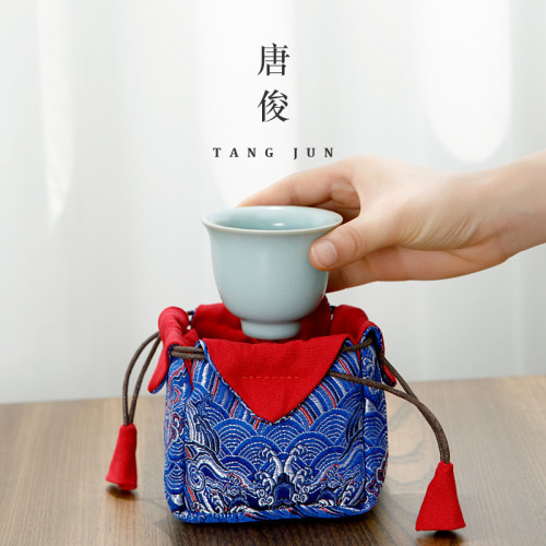汝窰開片主人杯品茗杯鐵觀音功夫茶具敞口6個套裝喝茶杯子