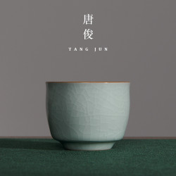 汝窰茶杯大號主人杯汝瓷開片可養功夫杯子陶瓷家用茶碗茶具個人