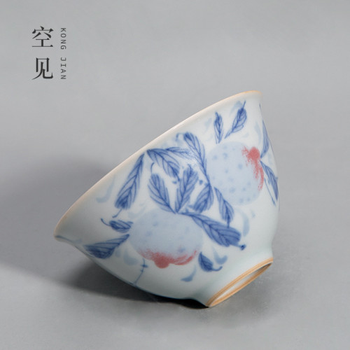 四方亭 景德鎮手繪釉下彩青花茶具套裝輕奢高級泡茶功夫蓋碗茶杯