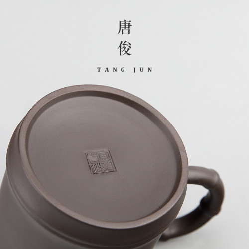 宜興紫砂杯大號個人帶蓋杯子辦公帶把陶瓷茶杯單個家用水杯300ml