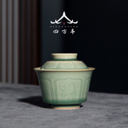四方亭 青瓷蓋碗茶杯三才茶碗單個泡茶杯蓋杯中式高檔功夫茶具