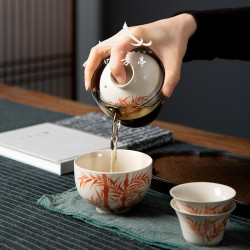 旅行茶具快客杯戶外隨身可攜式一壺二杯陶瓷茶具套裝個人專用出差