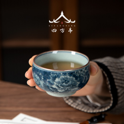 景德鎮青花瓷品茗杯中式個人專用茶杯陶瓷主人杯茶盞茶碗功夫茶具