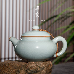 唐俊 汝窰大號茶壺陶瓷單壺景德鎮汝瓷功夫茶具高級高檔大容量