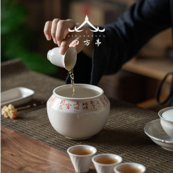 水洗乾泡草木灰建水陶瓷茶洗茶渣缸水盂日式家用茶缸大號杯洗茶桶