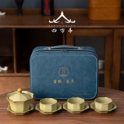 旅行茶具套裝快客杯一壺二杯戶外可攜式收納包泡茶小套哥窰汝窰