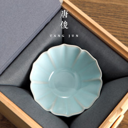 四方亭 汝窰開片茶杯汝瓷杯子茶盞高級女士品茗杯主人杯個人專用