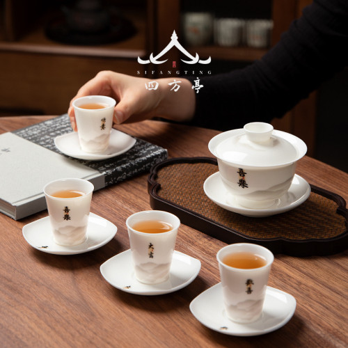 茶托茶墊杯托白瓷日式羊脂玉白瓷茶杯墊防燙隔熱陶瓷杯碟茶具配件