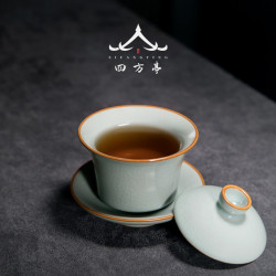 四方亭 復古中式蓋碗小號茶碗陶瓷單個功夫茶杯開片可養茶具120ml