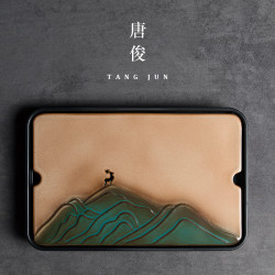 四方亭日式茶盤現代簡約輕奢乾泡盤瀝水盤家用茶台小型托盤儲水盤
