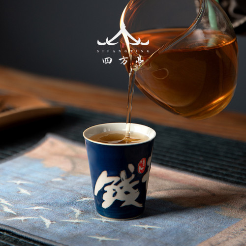 文藝景德鎮手繪茶杯復古單杯薄胎創意陶瓷功夫茶具茶盞主人杯精緻