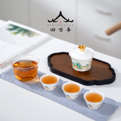旅行茶具套裝蓋碗可攜式收納包新款一壺二杯快客杯陶瓷三杯