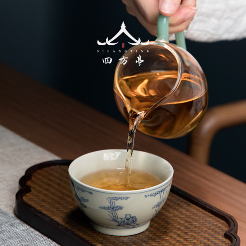 四方亭 復古茶杯禮盒裝景德鎮纏枝蓮主人杯陶瓷中式單杯大號杯子