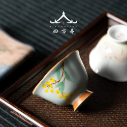 汝瓷中式復古風汝窰主人杯單杯陶瓷茶杯個人專用功夫茶具可養開片