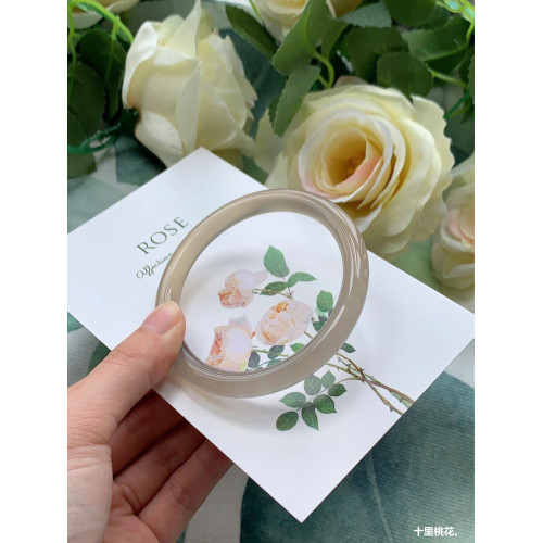瑪瑙手鐲玉髓手鐲冰種灰色玉鐲子女款圓條叮噹鐲首飾禮品